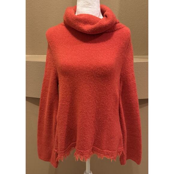 Anthropologie Akemi Kin Women's Turtleneck Burnt Orange Fringe Bottom Size XS - Picture 1 of 7